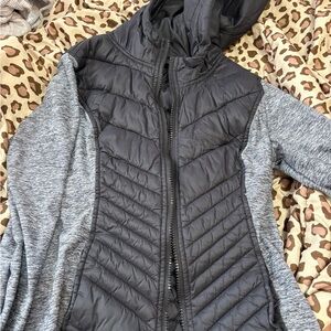 Women's Hooded Quilted Jacket in Charcoal Gray
